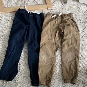 2 pair Cat & Jack size 5at Jogger Pants - Navy and Tan